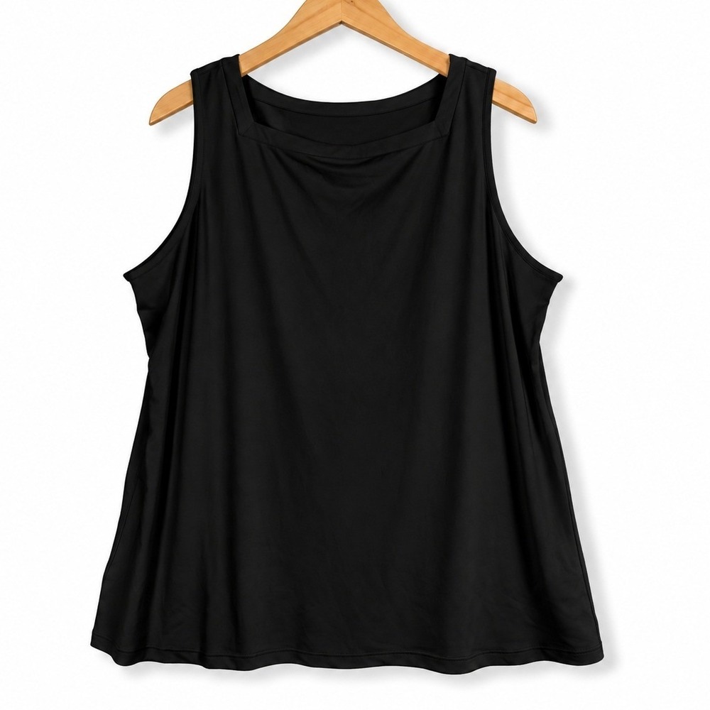 Susan Graver Tank Top Womens XL Black Modern Liquid Knit Sleeveless A680495